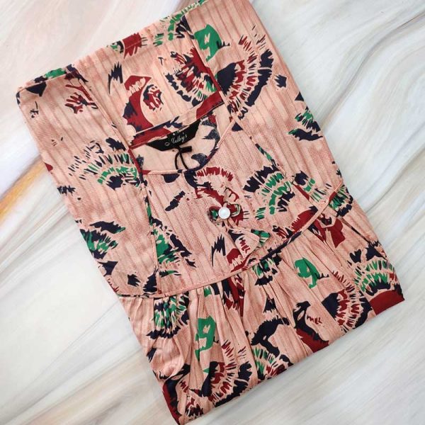 Traditional cotton nighty, 55 Inches Long - Peach