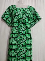 Comfortable Front Open Cotton Nighty With Buttons- 57 inches long - Green - Image 2