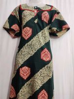 Churidar Model Nighty With Buttons -57 inches long - Dark Green - Image 2