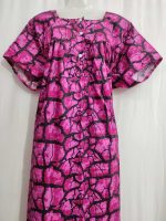 Comfortable Front Open Cotton Nighty With Buttons- 57 inches long - Rose - Image 2