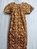 Traditional cotton nighty, 55 Inches Long - Brown - Image 2