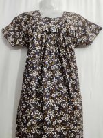 Traditional cotton nighty, 55 Inches Long - Brown - Image 2