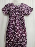 Traditional cotton nighty, 55 Inches Long - Purple - Image 2