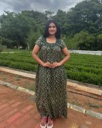 Comfortable cotton nighty with round neck -55 inches long - Green - Image 3