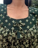 Comfortable cotton nighty with round neck -55 inches long - Green - Image 2