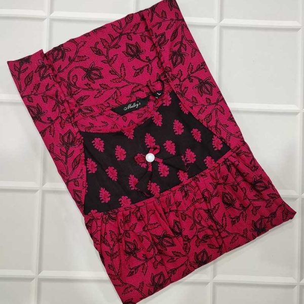 Traditional cotton nighty, 55 Inches Long - Rose