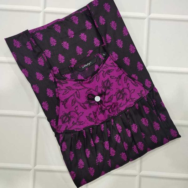 Traditional cotton nighty, 55 Inches Long - Black