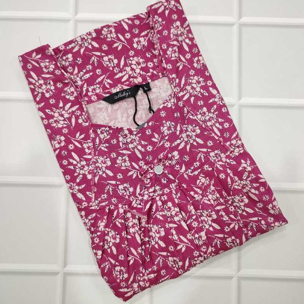 Traditional cotton nighty, 55 Inches Long - Rose
