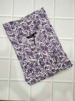 Traditional cotton nighty, 55 Inches Long - White + Violet