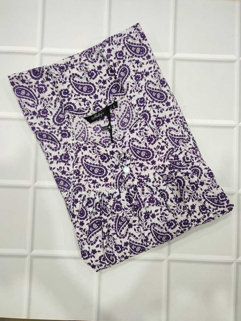 - Front Open Nighty With Pleats Stitching