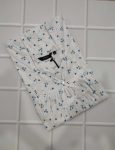Traditional cotton nighty, 55 Inches Long - White + Blue