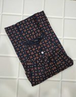 Traditional cotton nighty, 55 Inches Long - Dark Blue