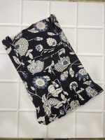 Front Open Cambric Cotton Nighty With Buttons, 57 Inches Long - Black