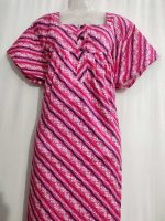 Comfortable Front Open Cotton Nighty With Buttons- 57 inches long - Rose - Image 2