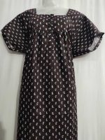 Comfortable Front Open Cotton Nighty With Buttons- 57 inches long - Brown - Image 2