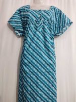 Comfortable Front Open Cotton Nighty With Buttons- 57 inches long -  Green - Image 2