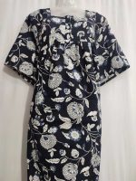 Front Open Cambric Cotton Nighty With Buttons, 57 Inches Long - Black - Image 2