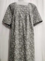 Front Open Cambric Cotton Nighty With Buttons, 57 Inches Long - Image 2
