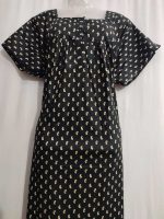 Comfortable Front Open Cotton Nighty With Buttons- 57 inches long - Dark Green - Image 2