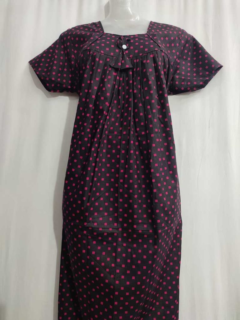 - Front Open Nighty With Pleats Stitching