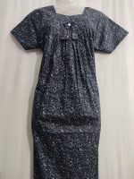 Traditional cotton nighty, 55 Inches Long - Ash - Image 2