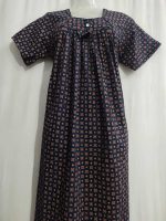 Traditional cotton nighty, 55 Inches Long - Dark Blue - Image 2