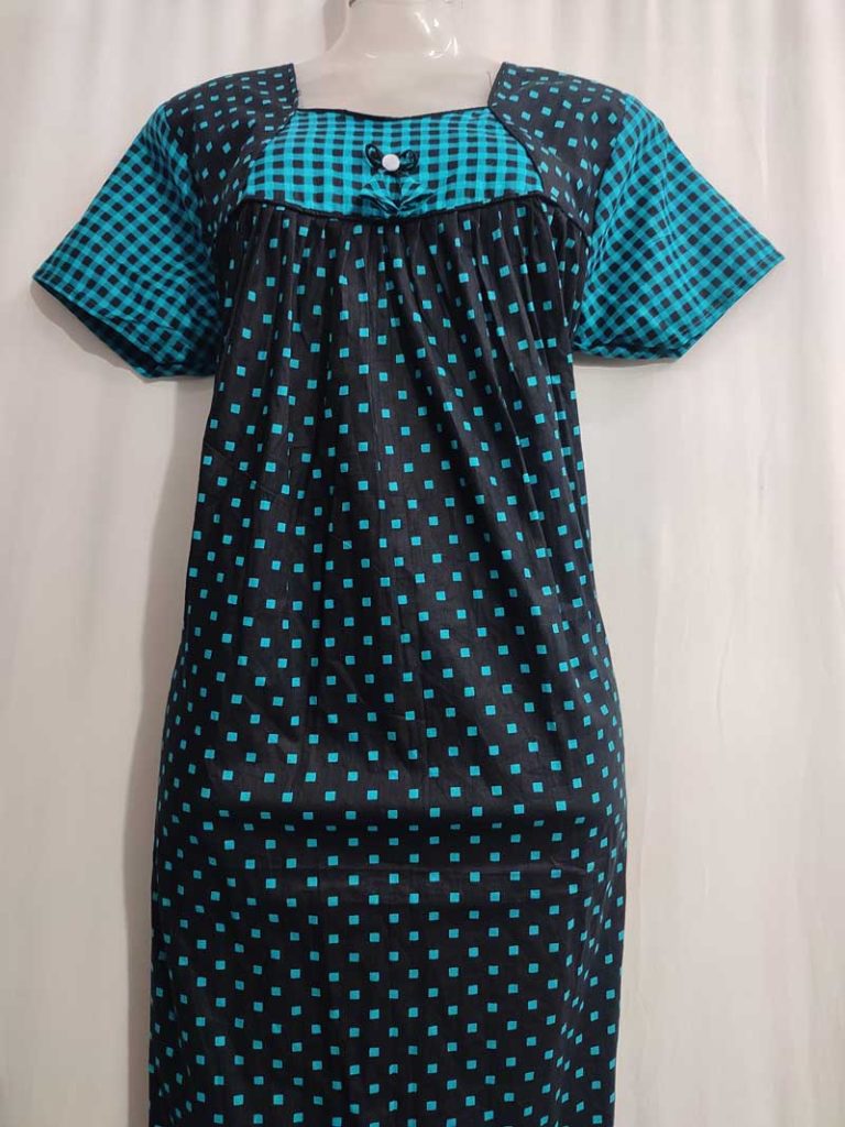- Front Open Nighty With Pleats Stitching