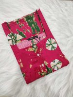 Comfortable Front Open Cotton Nighty With Buttons- 57 inches long -  Magenta