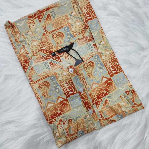 Comfortable Front Open Cotton Nighty With Buttons- 57 inches long -  Brown