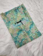 Comfortable Front Open Cotton Nighty With Buttons- 57 inches long -  Green