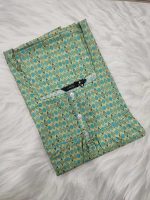 Comfortable Front Open Cotton Nighty With Buttons- 57 inches long -  Green