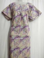 Comfortable Front Open Cotton Nighty With Buttons- 57 inches long -  Violet - Image 2