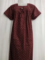 Premium Quality Traditional Cotton Nighty, 55 Inches Long - Maroon - Image 2