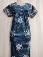 Premium Quality Traditional Cotton Nighty, 55 Inches Long - Dark Blue - Image 2