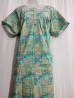 Comfortable Front Open Cotton Nighty With Buttons- 57 inches long -  Green - Image 2
