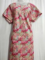 Comfortable Front Open Cotton Nighty With Buttons- 57 inches long -  Rose - Image 2