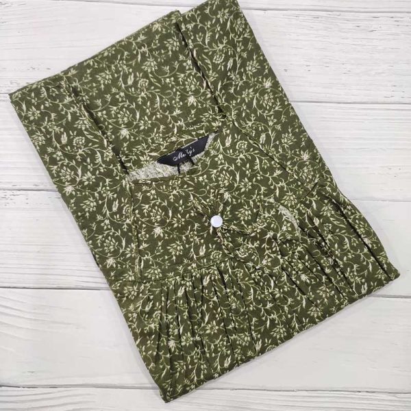 Traditional cotton nighty, 55 Inches Long - Green