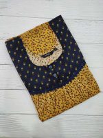 Front Open Cotton Nighty With Buttons, 55 Inches Long -  Yellow
