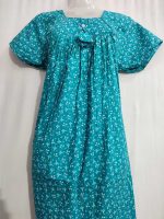 Traditional cotton nighty, 55 Inches Long - Blue - Image 2