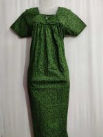 Traditional cotton nighty, 55 Inches Long - Green - Image 2