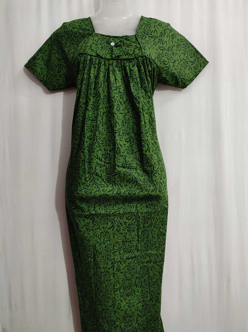 IMG_20251025_161556 Traditional cotton nighty, 55 Inches Long - Green - Image 2