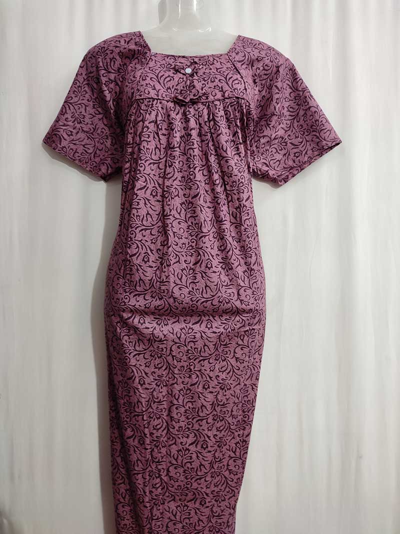IMG_20251025_161831 Traditional cotton nighty, 55 Inches Long - Onion Pink - Image 2