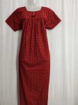 Traditional cotton nighty, 55 Inches Long - Red