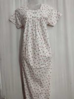 Traditional cotton nighty, 55 Inches Long - White - Image 2