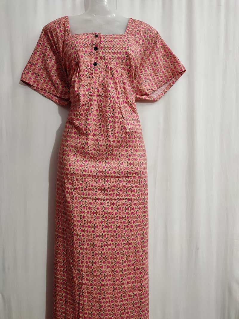 IMG_20251025_162752 Comfortable Front Open Cotton Nighty With Buttons- 57 inches long - Rose - Image 2