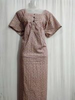 Comfortable Front Open Cotton Nighty With Buttons- 57 inches long - Violet - Image 2