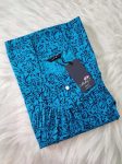 Traditional cotton nighty, 55 Inches Long - Blue