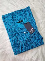 Traditional cotton nighty, 55 Inches Long - Blue