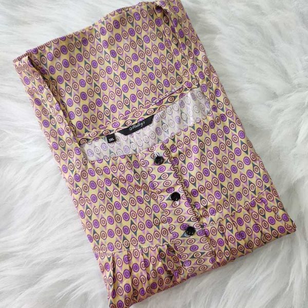 Comfortable Front Open Cotton Nighty With Buttons- 57 inches long - Violet