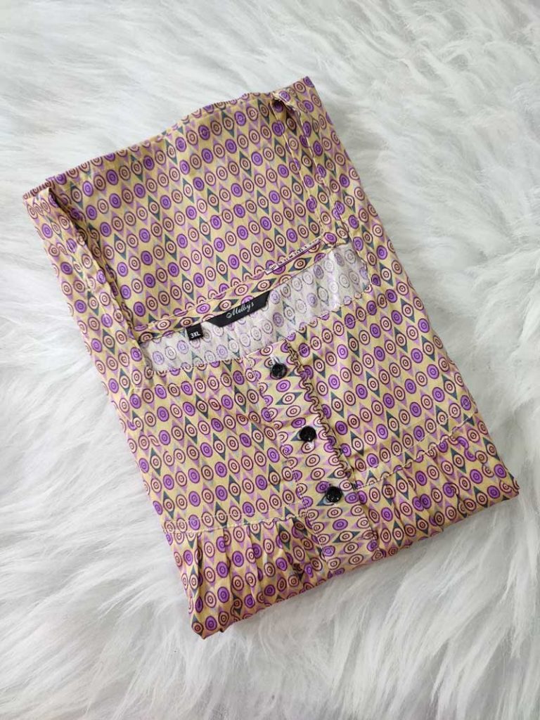 - Front Open Nighty With Pleats Stitching